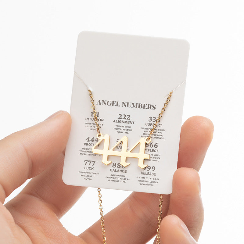 Angel Number Sweater Chain, Vintage 000-999 Stainless Steel Pendant Necklace Wholesale - wallojewerly 