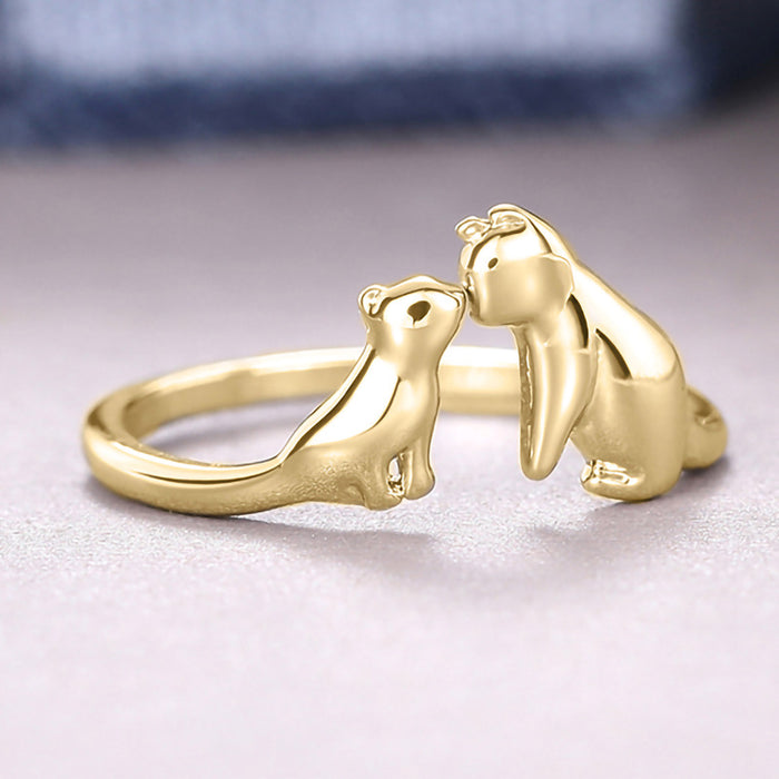 Anillo de beso de gato, lindo animal, lindo anillo de mujer