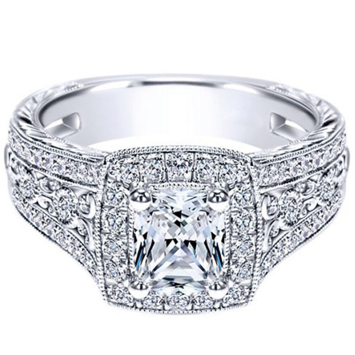 High-end luxury full diamond zircon ring