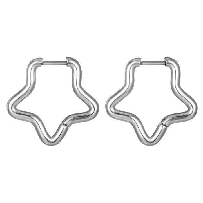 Geometric five-pointed star heart stainless steel and titanium steel earrings