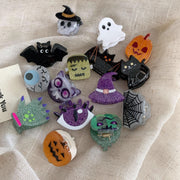 Wholesale Halloween Acrylic Mini Hair Clips Set - Spooky Ghost, Pumpkin, Bat & Witch Hat Hair Claws & Barrettes - wallojewerly 