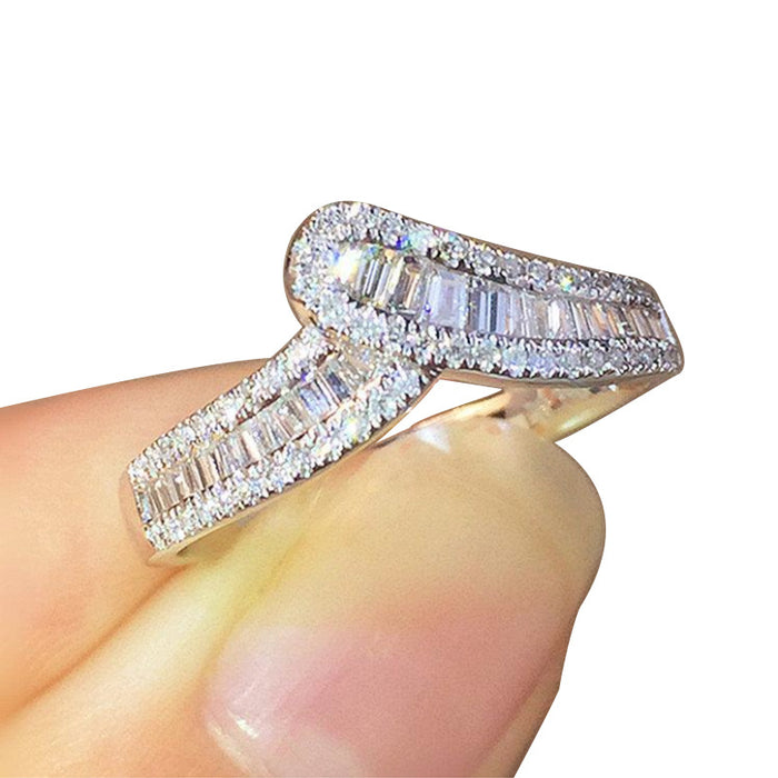Irregular row of diamond rings, niche noble female ring jewelry