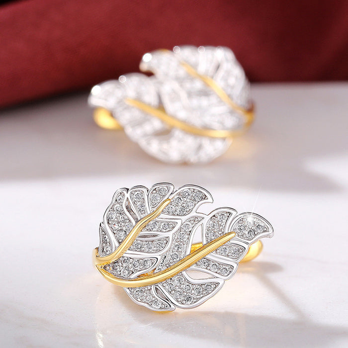 Pastoral style leaf earrings temperament square round face earrings