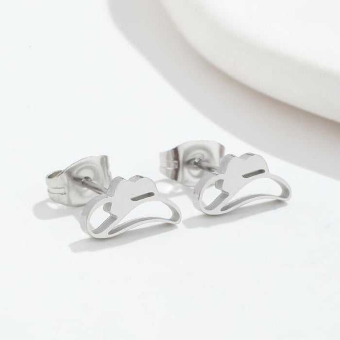 Bowknot earrings, European and American Christmas stainless steel hollow simple small hat earrings New Year gifts wholesale