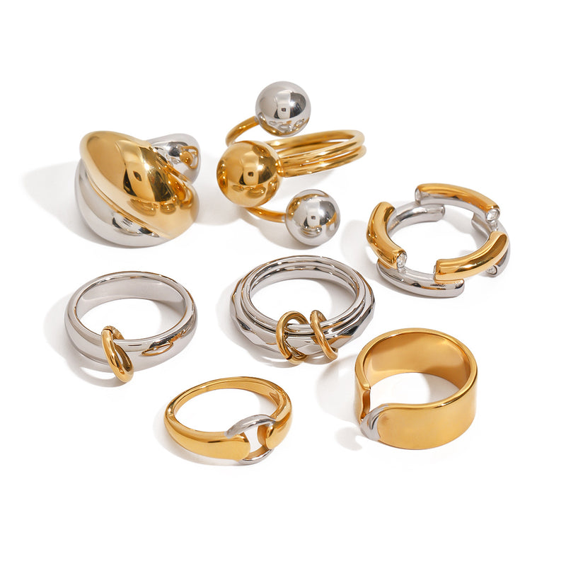 Stainless steel color-block ring