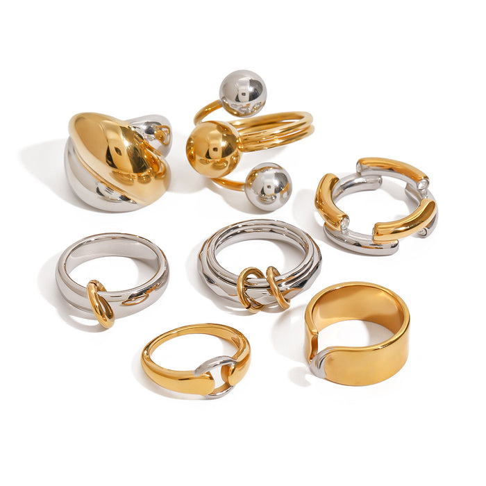 Stainless steel color-block ring