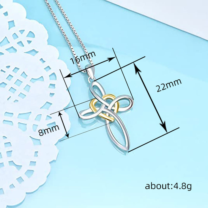 Love cross pendant simple style peace knot women's necklace