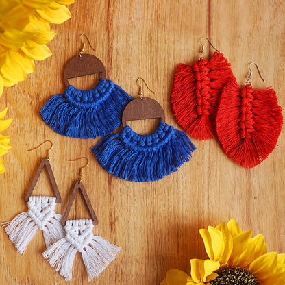 4th of July Bohemian Tassel Earrings for Independence Day