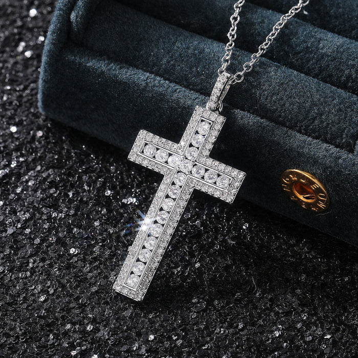 Hip-hop cross zircon necklace geometric full diamond clavicle chain