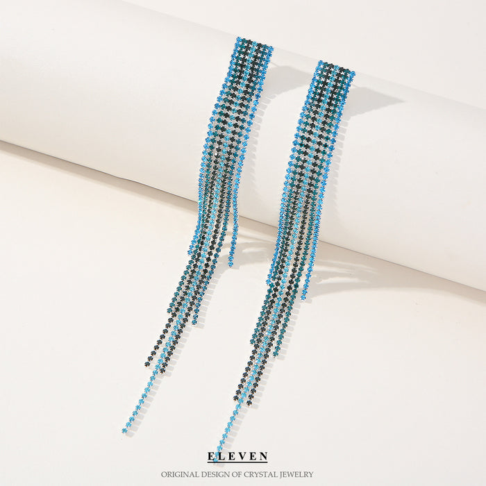 Vintage Rhinestone Tassel Earrings - Elegant Statement Jewelry for Women