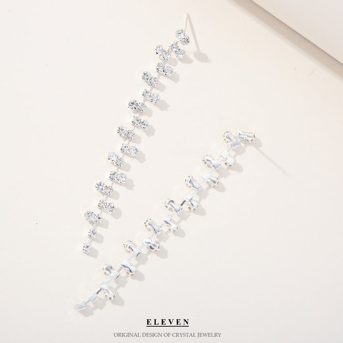 Korean Long Rhinestone Earrings - Delicate and Simple Statement Jewelry