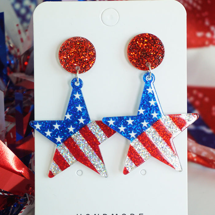 Patriotic Party Earrings with Shiny Glitter Design