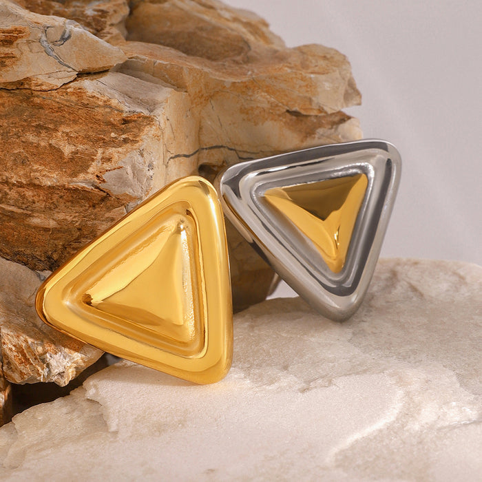 Gold and silver chubby geometric brooch High-grade simple stainless steel autumn and winter coat accessories