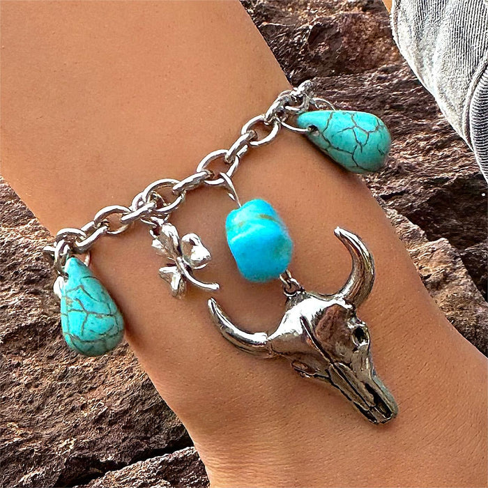 Irregular Stone Bracelet Set with Bee Heart Charm - Two Pieces