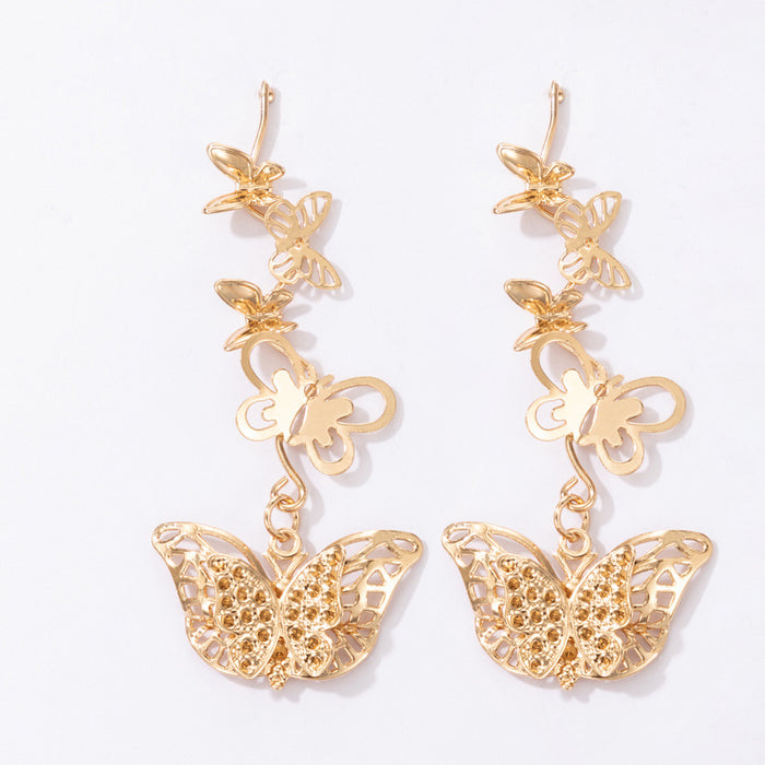 Butterfly element long commuter heavy metal earrings