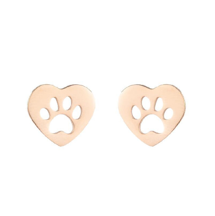 Bear Paw Stainless Steel Stud Earrings - Cute and Playful Animal Jewelry for Everyday Wear