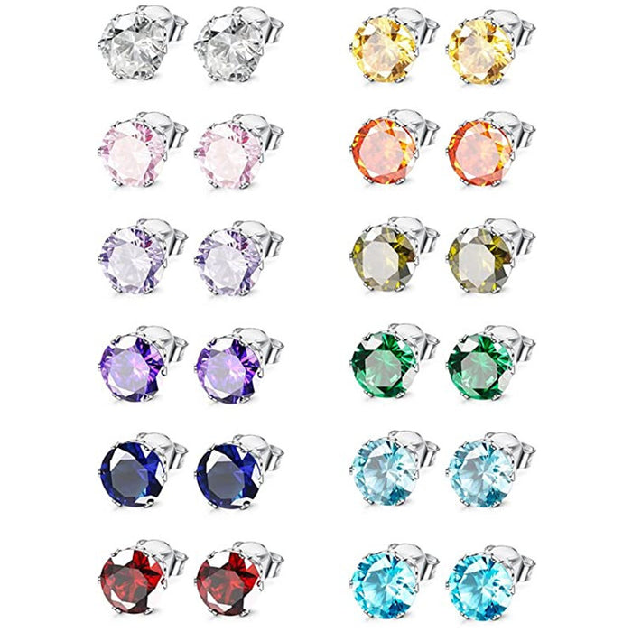 Six-claw colorful zircon earrings for men and women