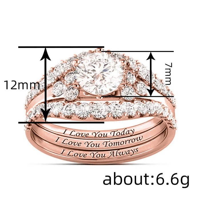 Anillo de tres piezas de lujo con microincrustaciones y luz