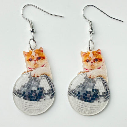 Pink Meow Acrylic Earrings - wallojewerly 