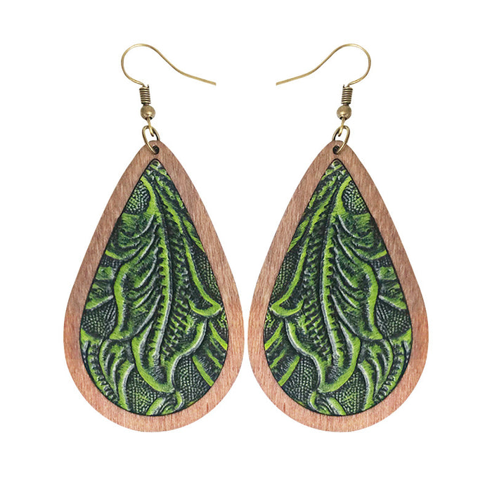 Wooden leaf earrings