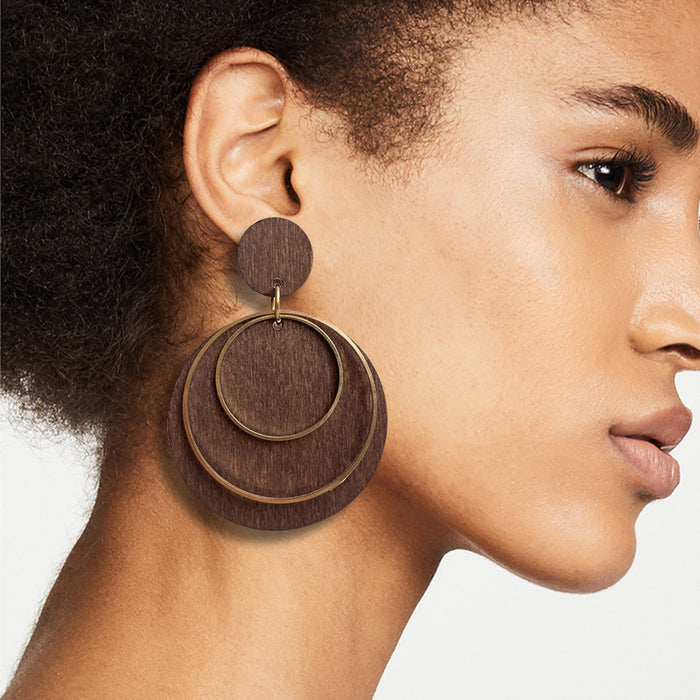 Wooden water drop earrings