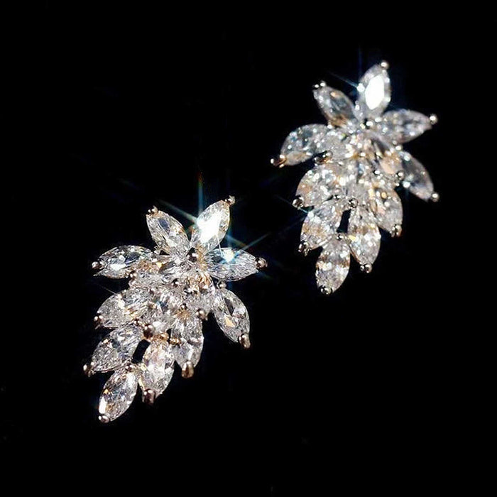 Pendientes de cristal con diamantes y ojo de caballo súper brillantes