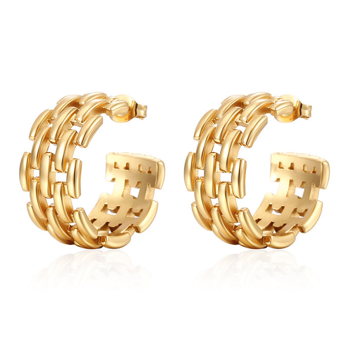 Twisted chain earrings, 18K elegant women's light luxury earrings