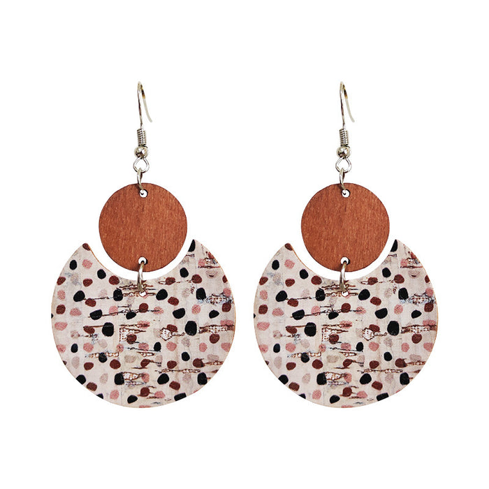 Wooden leopard print earrings