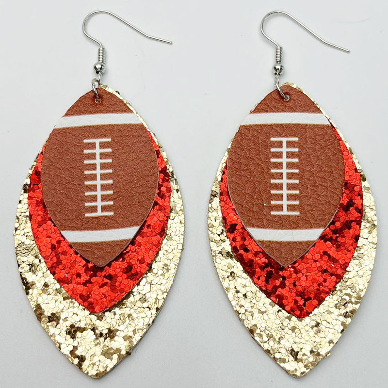 Sports Team Color Earrings with Cheerleading, Football, Baseball, and Softball Design