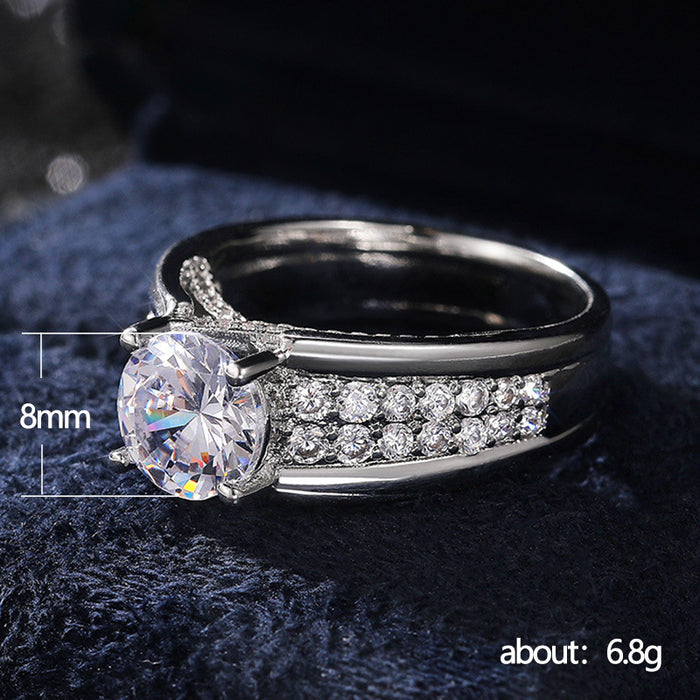 Anillo de boda de moda europea y americana con diamantes redondos, anillo de novia con circonita brillante para mujer