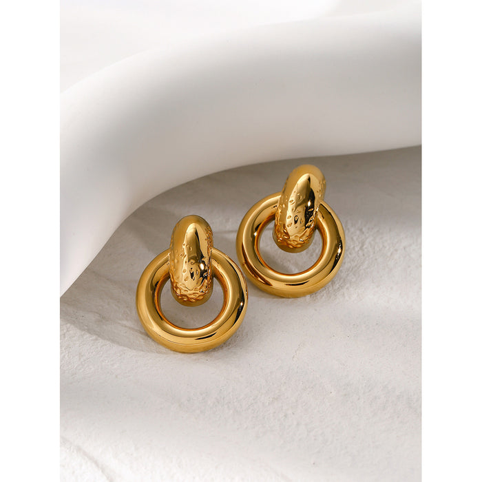 18K Gold Plated Stainless Steel Minimalist Design Earrings - Trendy Titanium Steel Jewelry