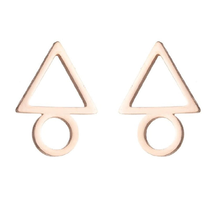 Geometric Circle and Triangle Stainless Steel Ear Cuffs - Modern Jewelry for Women