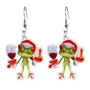 Christmas Animal Cat Earrings in Red Leather - wallojewerly 