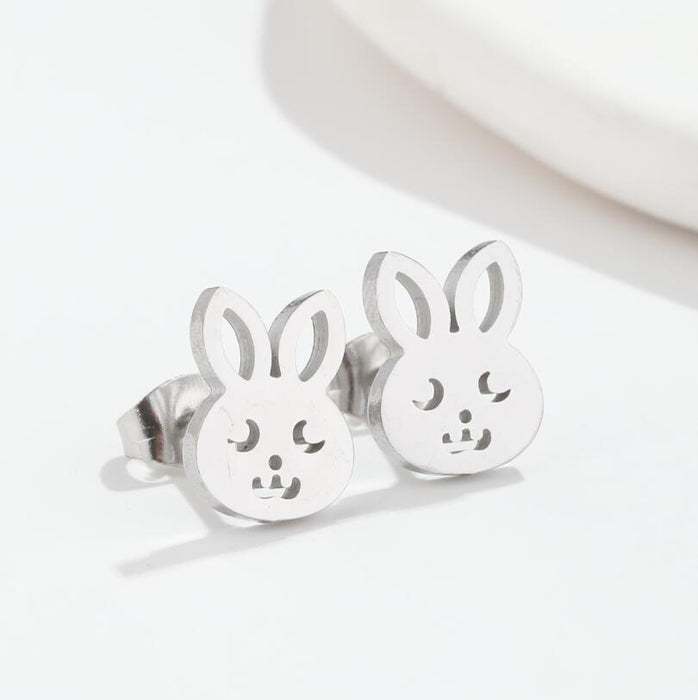 Rabbit Stainless Steel Stud Earrings - Cute and Playful Animal Jewelry