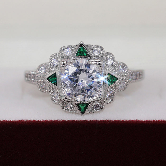 Vintage Emerald Zirconia Ring Wedding Anniversary Jewelry
