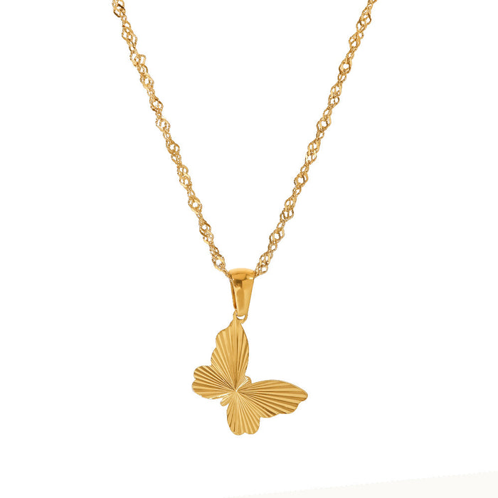 Collar con colgante de mariposa de acero inoxidable bañado en oro de 18 quilates: joyería de moda para mujer