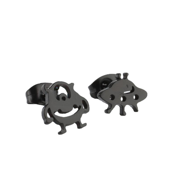 Alien and UFO Stainless Steel Stud Earrings - Fun and Playful Asymmetric Jewelry