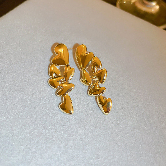 Irregular metal earrings heart design shiny earrings