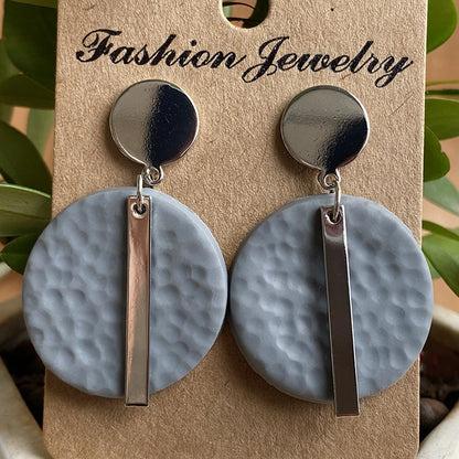 Handmade Geometric Metal Clay Earrings - High-End Minimalist Statement Jewelry