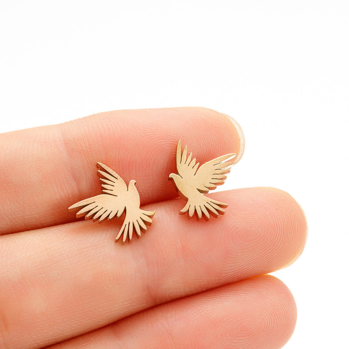 Eagle earrings, cross-border creative new punk style series hollow stainless steel bird earrings retro earrings