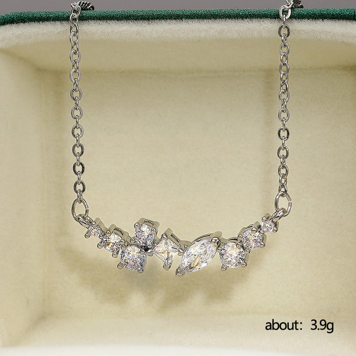 Zircon Pendant Necklace Platinum Plated Necklace