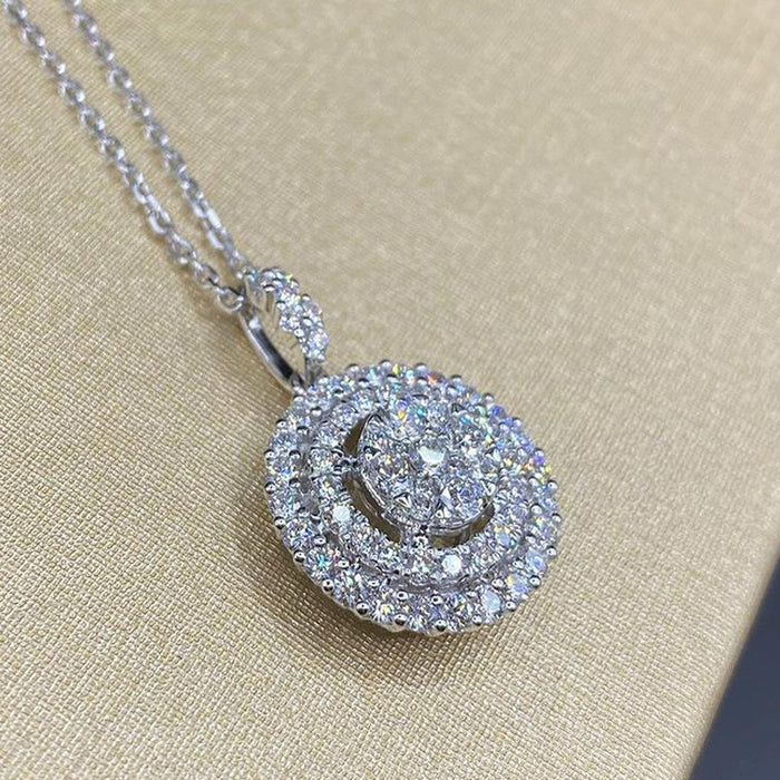 Creative hollow multi-layered ring pendant necklace, full diamond zircon clavicle chain