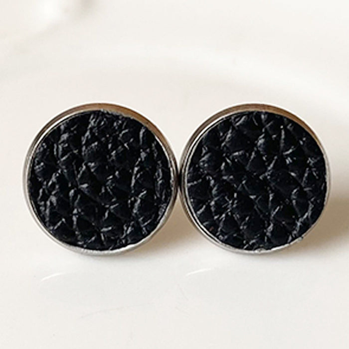 Factory Direct Stainless Steel and Leather Earrings in a Simple Design with Bohemian Texture