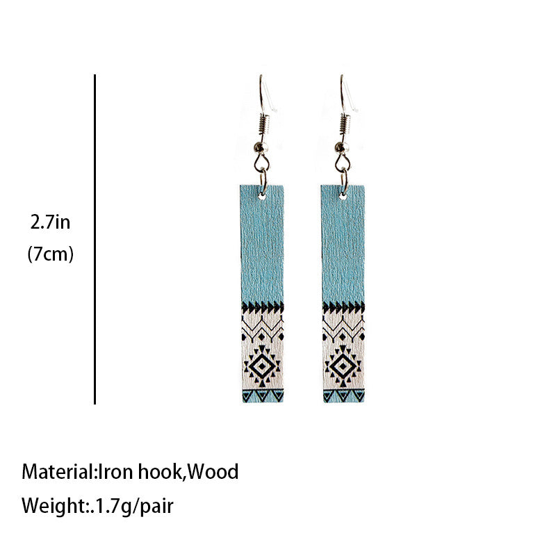 Wooden rectangular earrings