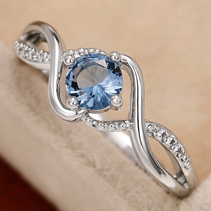 Blue diamond zircon wave ring light luxury niche index finger ring