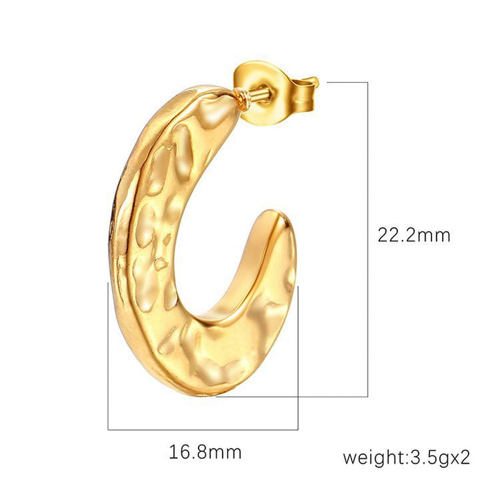 Irregular stainless steel earrings 18K gold non-fading oil pressure solid earrings