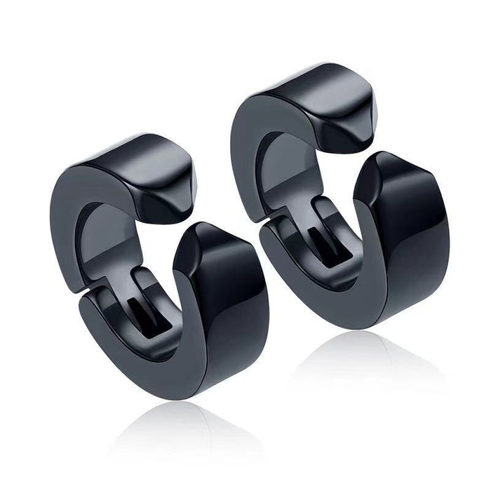 Black punk titanium steel ear clips for non-pierced stainless steel earrings