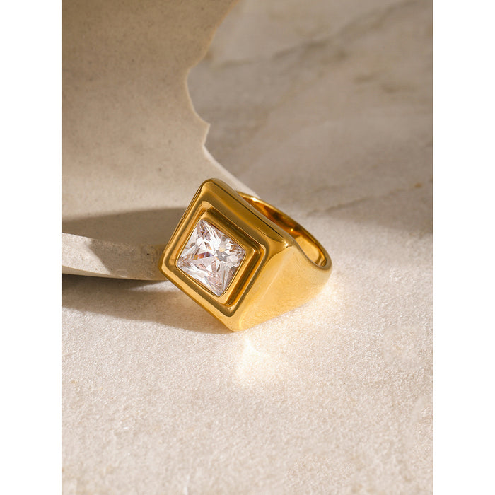 Elegant 18K Gold Plated Stainless Steel Ring with Hollow Design