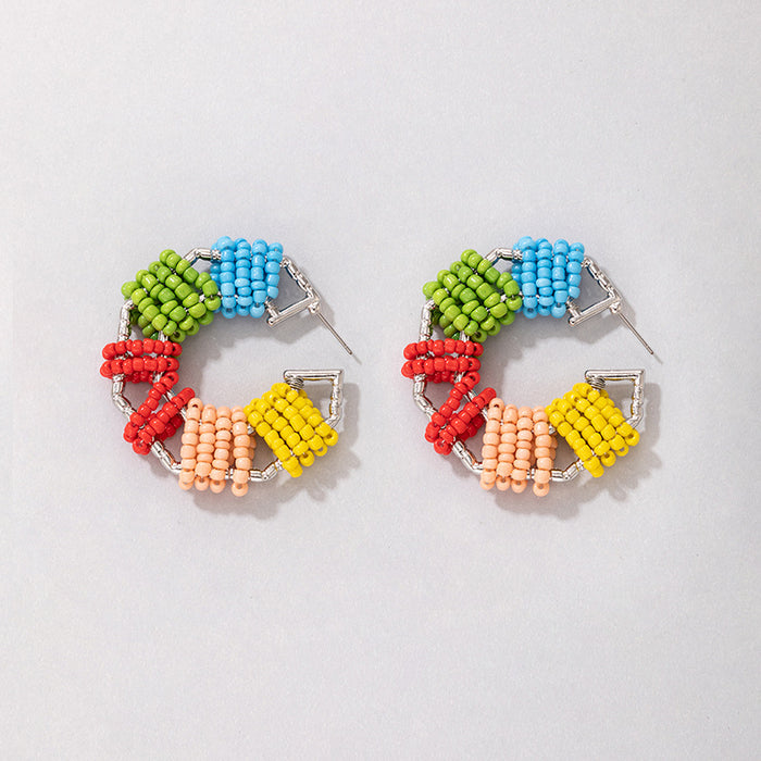 Rice beads colorful earrings candy color round earrings