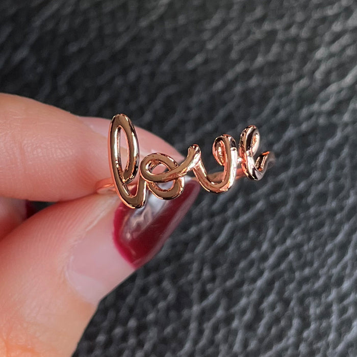 LOVE letter ring Korean version of small fresh polished copper ring female